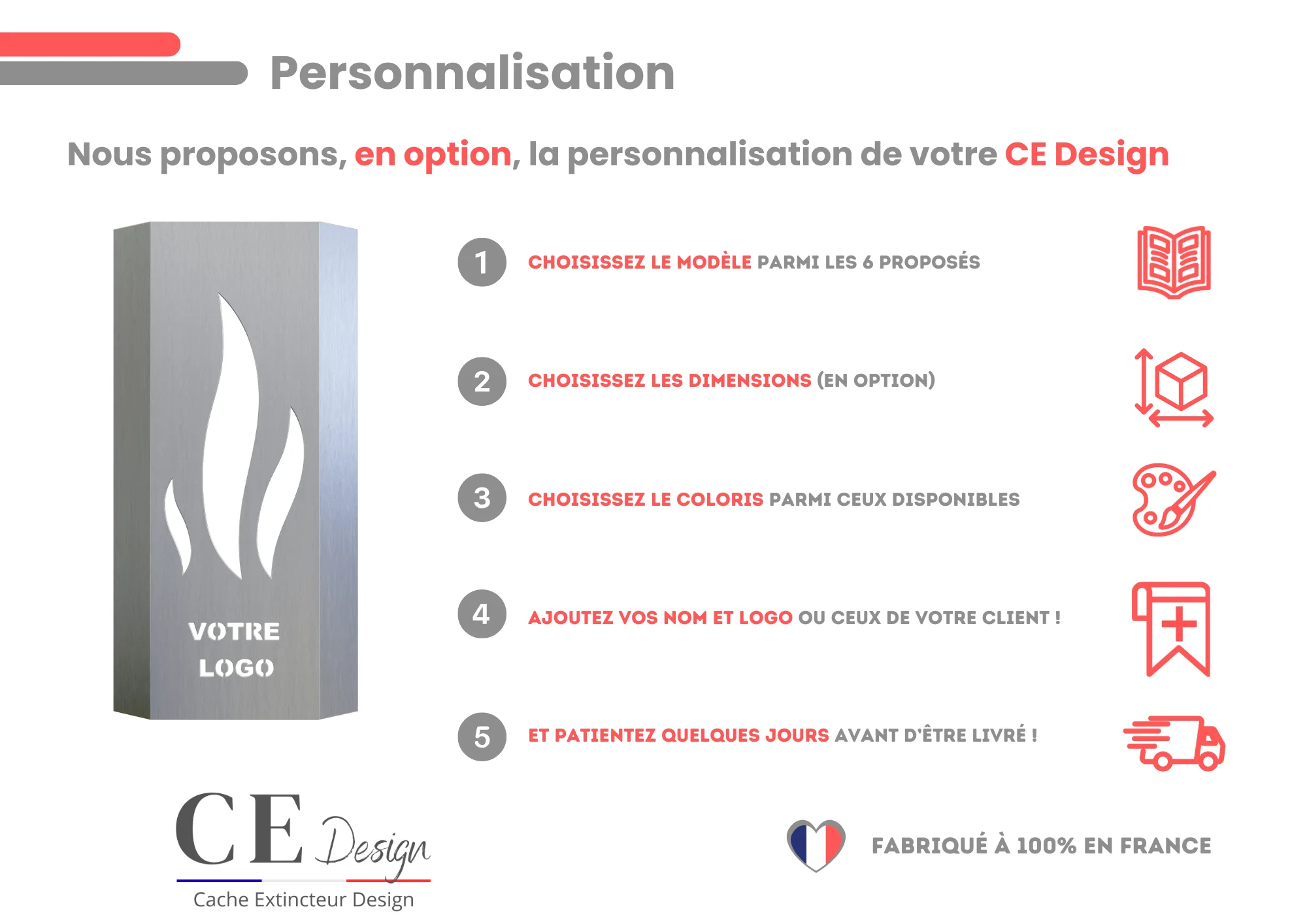Personnalisation des cache-extincteur avec un logo par CE Design